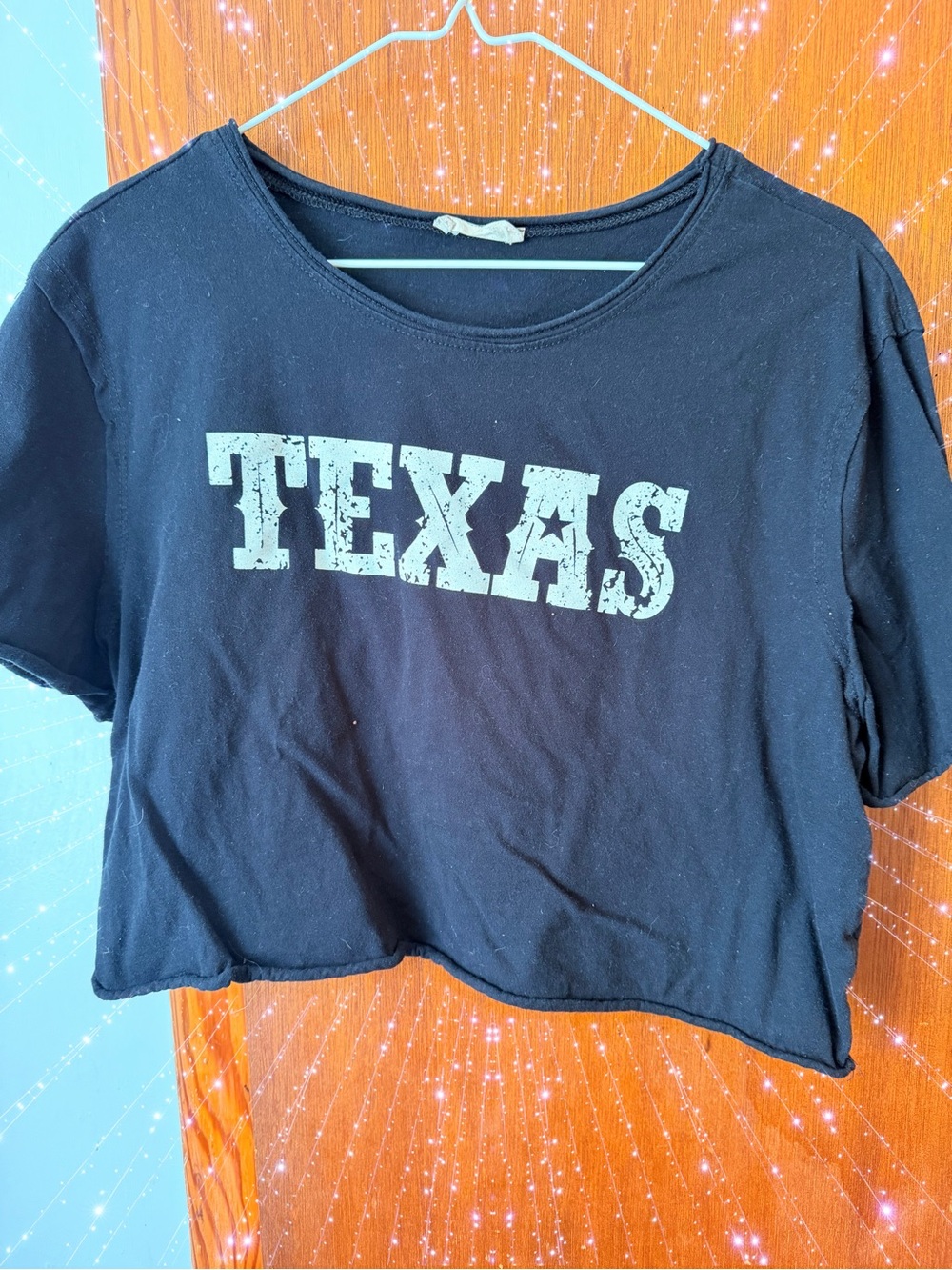 Altar'd State Black Crop Top with White TEXAS Graphic
